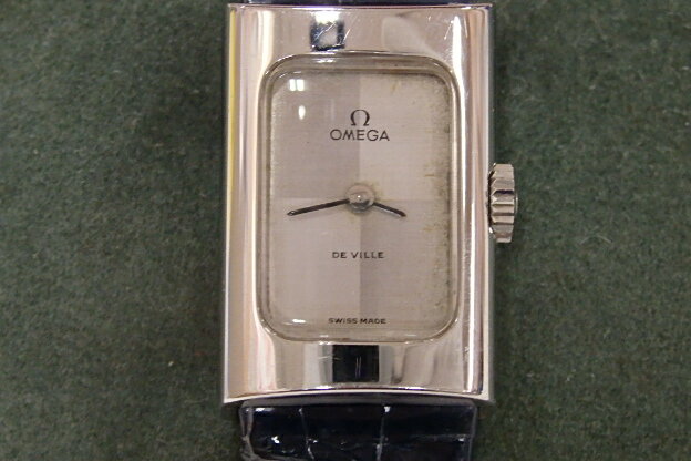 オメガ OMEGA デヴィル レディース 腕時計 SS/レザー ブラック×シルバー 【中古】【送料無料】 bt435