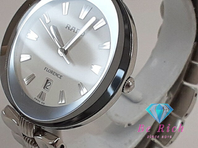 ラドー RADO フローレンス デイト メンズ 腕時計 129.3763.4 白 ホワイト シルバー SS ブレス アナログ クォーツ ウォッチ FLORENCE 【中古】【送料無料】 bt3246