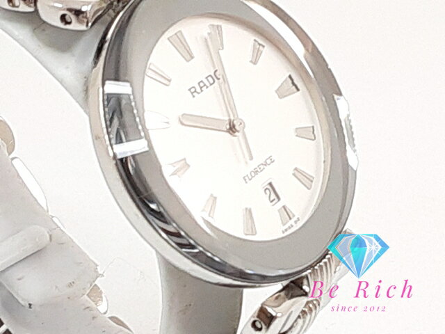 ラドー RADO フローレンス デイト メンズ 腕時計 129.3763.4 白 ホワイト シルバー SS ブレス アナログ クォーツ ウォッチ FLORENCE 【中古】【送料無料】 bt3246