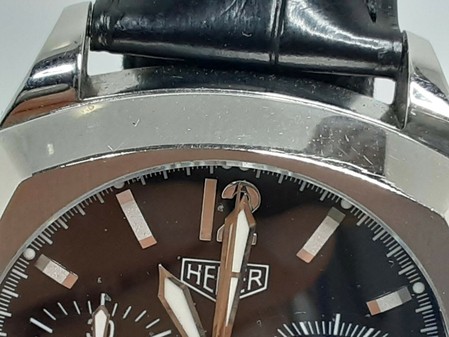 タグホイヤー TAG HEUER モンツァ クロノグラフ デイト 自動巻き メンズ 腕時計 CR2110.FC6161 クッション 黒 ブラック SS レザー ブレス ロゴ アナログ AT オートマ ウォッチ 復刻 モデル 【中古】【送料無料】 bt3263