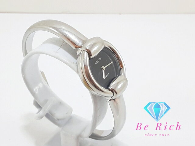 グッチ GUCCI レディース 腕時計 バングル ウォッチ 1400L ラウンド 黒 ブラック SS シルバー アナログ クォーツ QZ 【中古】【送料無料】 bt3301