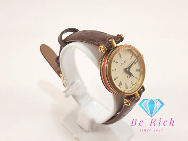 グッチ GUCCI レディース 腕時計 アイボリー ブラウン 茶 SS レザー シェリー アナログ クォーツ QZ ウォッチ オールド ヴィンテージ アンティーク 【中古】【送料無料】 bt3321