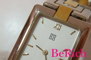 ジバンシィGIVENCHYレディース腕時計スクエア白ホワイト文字盤SSシルバーゴールドコンビブレスアナログクォーツ時計ウォッチレクタンギュラージバンシー婦人【中古】bt1313