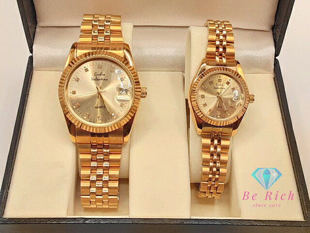 ジュリオ バレンチノ GIULIO VALENTINO ペア ウォッチ 腕時計 ゴールド SS GP ブレス アナログ クォーツ QZ レディース メンズ セッ...