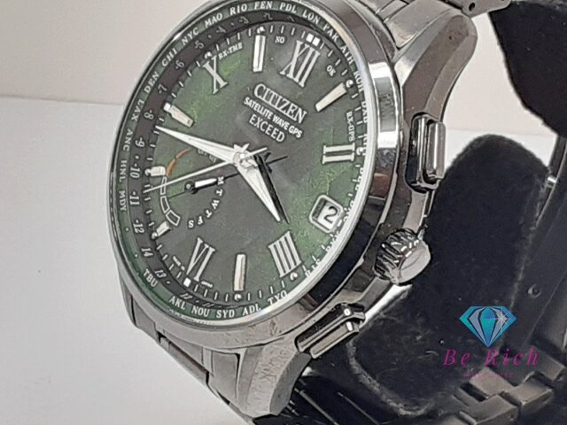 シチズン CITIZEN エクシード エコ ドライブ ライト イン ブラック GPS 衛星 電波 ダイレクト フライト メンズ 腕時計 デイト CC3057-57W チタニウム ソーラー アナログ クォーツ QZ ウォッチ EXCEED Eco-Drive 【中古】【送料無料】 ht5998