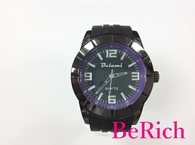 BELAMI メンズ 腕時計 BA-1416 黒 ブラック 文字盤 SS 樹脂 ブレス クォーツ ウォッチ 【中古】【送料無料】 ht2639