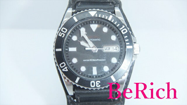 セイコー SEIKO メンズ 腕時計 7S26-0040 黒 ブラック 文字盤 SS レザー 自動巻き AT デイデイト ウォッチ 【中古】【送料無料】 ht3642