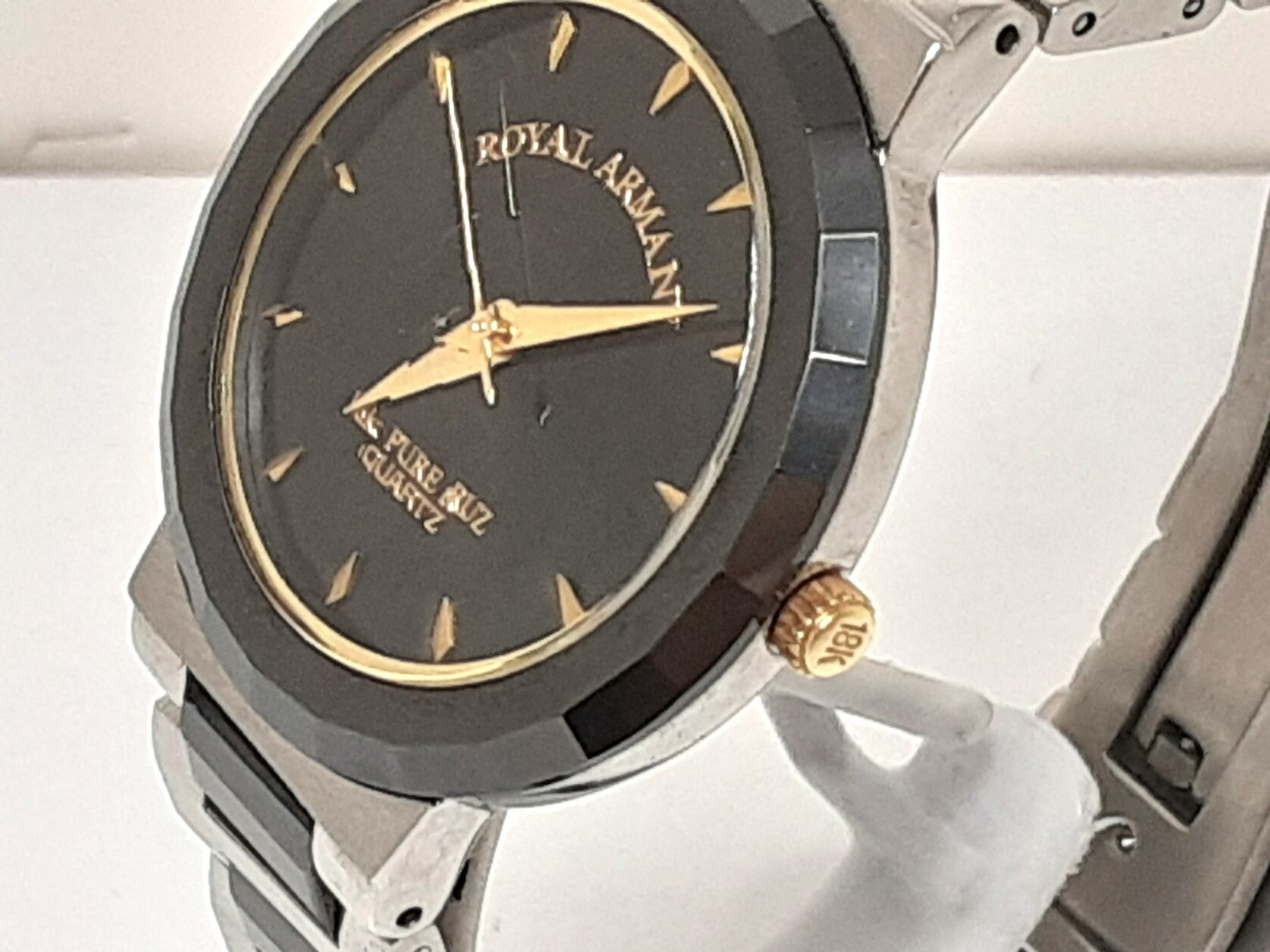 ロイヤル アルマニー ROYAL ARMANY メンズ 腕時計 CC-M003 ブラック 黒 シルバー セラミック SS ブレス アナログ クォーツ QZ ウォッチ アルマーニ 【中古】【送料無料】 ht6210