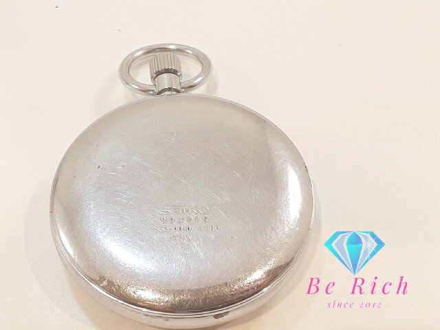 セイコー SEIKO 懐中時計 ポケット ウォッチ 7550-0010 白 ホワイト シルバー SS メッキ アナログ クォーツ QZ 時計 鉄道時計 【中古】【送料無料】 ht6234