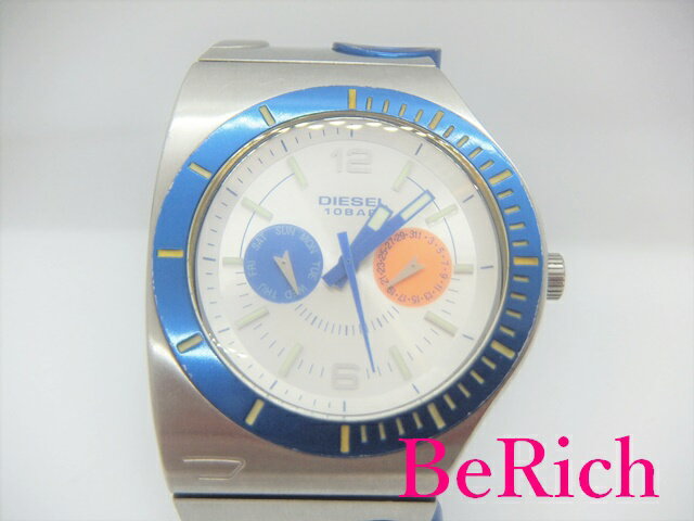 ディーゼル DIESEL メンズ 腕時計 DZ-4059 シルバー 文字盤 SS デイデイト 青 ブルー アナログ クォーツ QZ ウォッチ 【中古】【送料無料】 ht4026