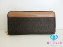 マイケルコース MICHAEL KORS ラウンドファスナー 長財布 32S7GM9E9B ブラウン 茶 PVC レザー MK ロゴ 二つ折り財布 ロング ウォ...