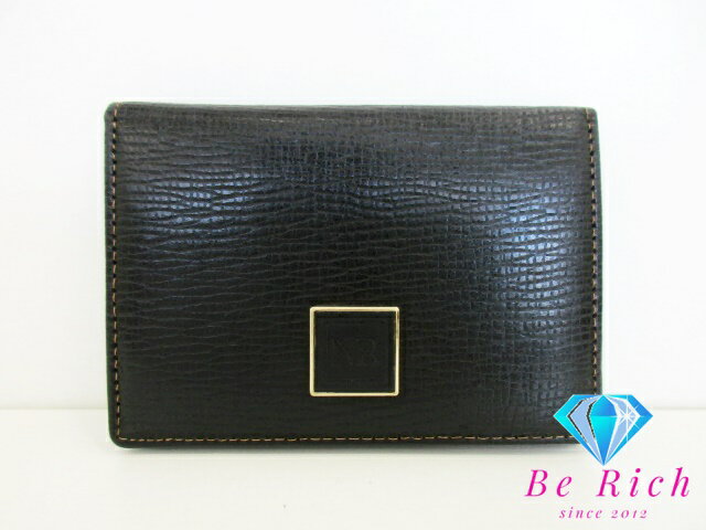 ニナリッチ NINA RICCI 二つ折り キーケース ブラック 黒 レザー NR ロゴ 定期入れ ID カードケース カード入れ ビジネス 小物 【中古】【送料無料】sh1710