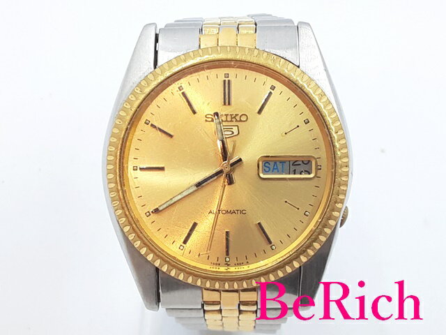 セイコー SEIKO 5 ファイブ 自動巻き メンズ 腕時計 デイデイト 7009-3110 ゴールド 文字盤 SS ブレス アナログ オートマ AT ウォッチ 【中古】【送料無料】 ht4753のサムネイル