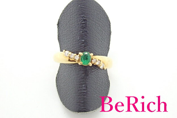 K18 YG エメラルド 0.15ct ダイヤモンド 0.09ct デザイン リング 指輪 10号 18金 750 メレ 宝石 ジュエリー アクセサリー 【中古】【送料無料】 th4854のサムネイル