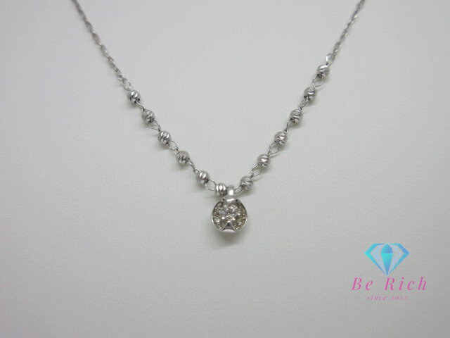 K10 WG ダイヤモンド 0.10ct 付 デザイン ネックレス ペンダント 10金 ホワイト ゴールド メレ 宝石 ジュエリー アクセサリー 【中古】【送料無料】th12586