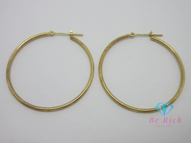 K18 YG デザイン フープ ピアス 18金 750 イエロー ゴールド 宝石 ジュエリー アクセサリー ピアス風 【中古】【送料無料】 th12881