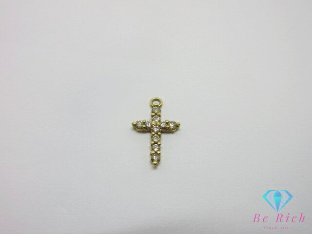 樂天商城 - K18 YG ダイヤモンド 0.15ct 付 十字架 クロス モチーフ デザイン ピアス チャーム 片方のみ 18金 750 イエロー ゴールド 宝石 ジュエリー アクセサリー 【中古】【送料無料】 th14194