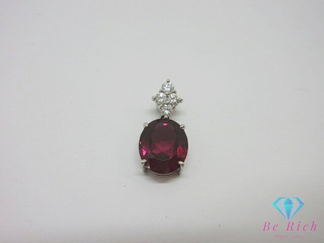 樂天商城 - Pt900 ロードライトガーネット 3.53ct ダイヤモンド 0.24ct 付 デザイン ネックレス ペンダント トップ ヘッド ソーティング メレ 宝石 ジュエリー アクセサリー 【中古】【送料無料】th14214