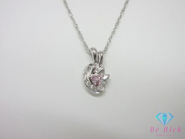 樂天商城 - Pt850 Pt900 プラチナ ピンクダイヤ 0.07ct ダイヤモンド 0.07ct 付 デザイン ネックレス ペンダント メレ 宝石 ジュエリー アクセサリー【中古】【送料無料】th14258
