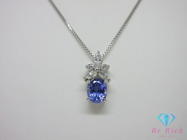 樂天商城 - Pt850 Pt900 プラチナ カラーストーン 0.64ct ダイヤモンド 0.22ct 付 デザイン ネックレス ペンダント メレ 宝石 ジュエリー アクセサリー【中古】【送料無料】th14409