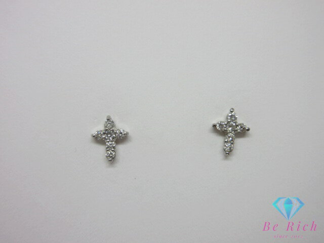 樂天商城 - Pt900 Pt プラチナ ダイヤモンド 0.10ct 0.10ct 付 十字架 クロス モチーフ デザイン スタッド ピアス 宝石 ジュエリー アクセサリー 【中古】【送料無料】th14444