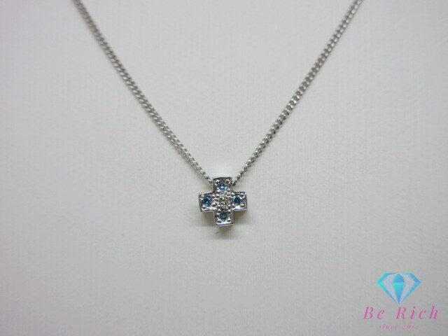SWAROVSKI - K14 WG ダイヤモンド トリートメントダイヤ 付 十字架 クロス モチーフ デザイン ネックレス ペンダント 14金 585 メレ 宝石 ジュエリー アクセサリー 【中古】【送料無料】 th14480