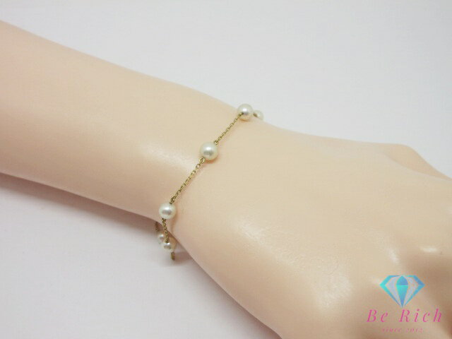 樂天商城 - ミキモト MIKIMOTO K14 YG ベビーパール 真珠 5mm 珠 付 ステーション ブレスレット 18金 750 イエロー ゴールド ジュエリー アクセサリー【中古】【送料無料】 th14481