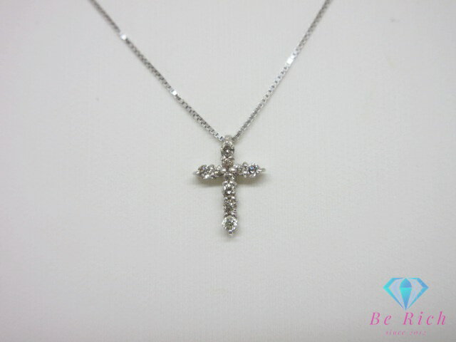 樂天商城 - K18 WG ダイヤモンド 0.10ct 付 十字架 クロス モチーフ デザイン ネックレス ペンダント 18金 750 ホワイト ゴールド メレ 宝石 ジュエリー アクセサリー 【中古】【送料無料】th14503