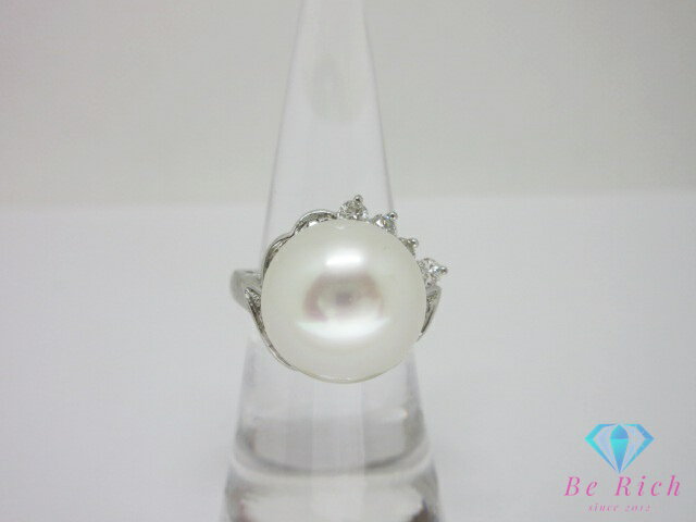 樂天商城 - Pt900 プラチナ パール 真珠 14mm 珠 ダイヤモンド 0.47ct 付 デザイン リング 指輪 12号 メレ 宝石 ジュエリー アクセサリー 【中古】【送料無料】th14570