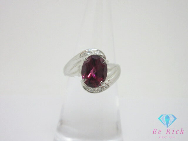 樂天商城 - Pt900 プラチナ ロードライトガーネット 2.50ct ダイヤモンド 0.04ct 付 デザイン リング 指輪 10号 ソーティング付 メレ 宝石 ジュエリー アクセサリー 【中古】【送料無料】th14630