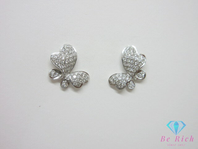 樂天商城 - K18 WG ダイヤモンド 0.60ct 付 蝶 バタフライ モチーフ デザイン スタッド ピアス ホワイトゴールド 18金 750 宝石 ジュエリー アクセサリー 【中古】【送料無料】th14677