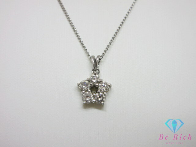 樂天商城 - Pt850 Pt900 プラチナ ダイヤモンド 0.50ct 付 星 スター モチーフ デザイン ネックレス ペンダント メレ 宝石 ジュエリー アクセサリー【中古】【送料無料】th14788