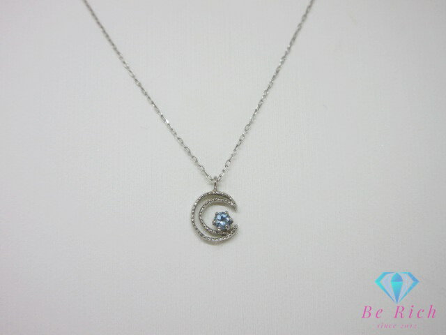 Other , Materials - Pt850 Pt900 プラチナ カラーストーン 付 月 ムーン モチーフ デザイン ネックレス ペンダント 宝石 ジュエリー アクセサリー【中古】【送料無料】th14924