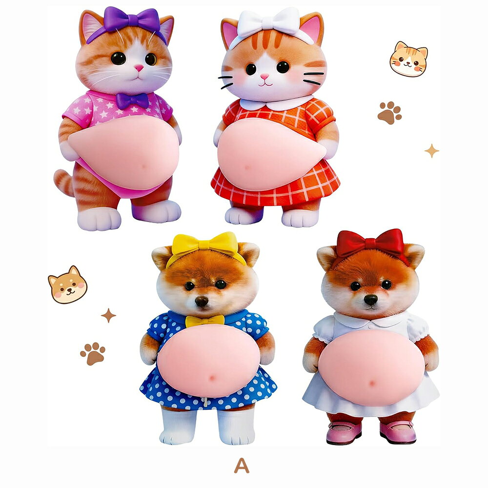 ぷにぷに おなか シール お腹 3D 立体 ステッカー スクイーズ 猫 犬 癒し 柴犬 三毛猫 柔らかい もちもち デコシール ストレス解消 グッズ 車 スマホケース デコレーション ぽっちゃり クッションステッカー ぷっくりお腹 ドアガード 壁 衝突防止 bernice2021-10001125 新生活雑貨屋 サンプル画像2