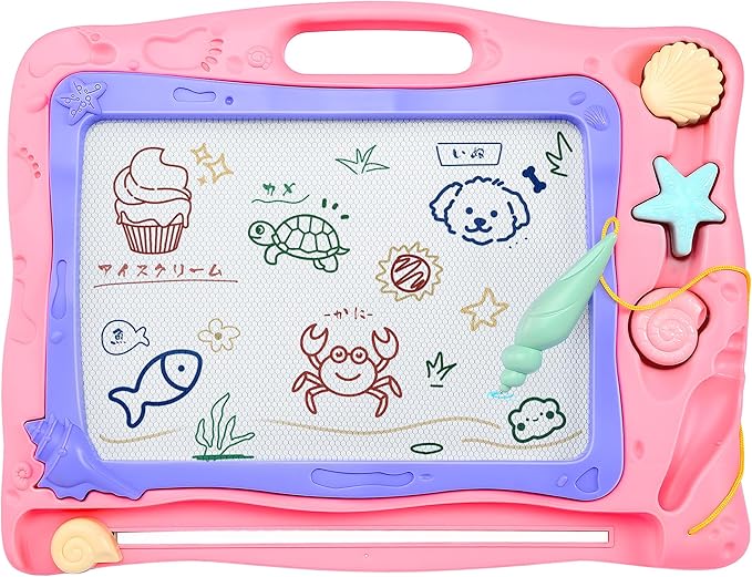 お絵かきボード お絵描き おもちゃ 大きいサイズ 40.3*31.2CM 四色 落書きボード 3 4 5歳 男の子 女の子 誕生日 プレゼント 幼児 おもちゃ マグネットスタンプ付き 2