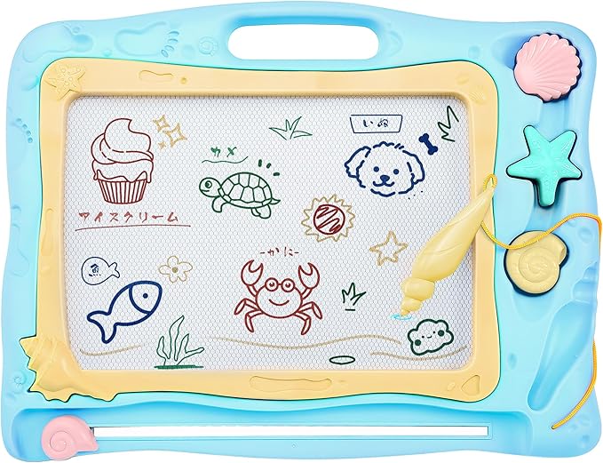 お絵かきボード お絵描き おもちゃ 大きいサイズ 40.3*31.2CM 四色 落書きボード 3 4 5歳 男の子 女の子 誕生日 プレゼント 幼児 おもちゃ マグネットスタンプ付き 3