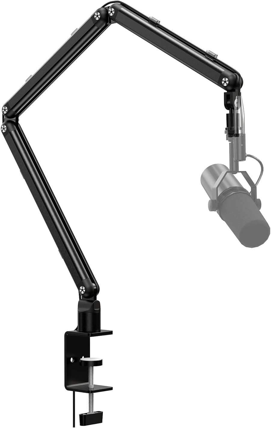 マイクスタンド マイクブームアーム 耐荷重1.5KG アルミ製 コンデンサーマイク用 角度調節可能 折りたたみ ケーブル収納 マイククリップ付属 収納便利 生放送実況 配信 収録用(ブラック)