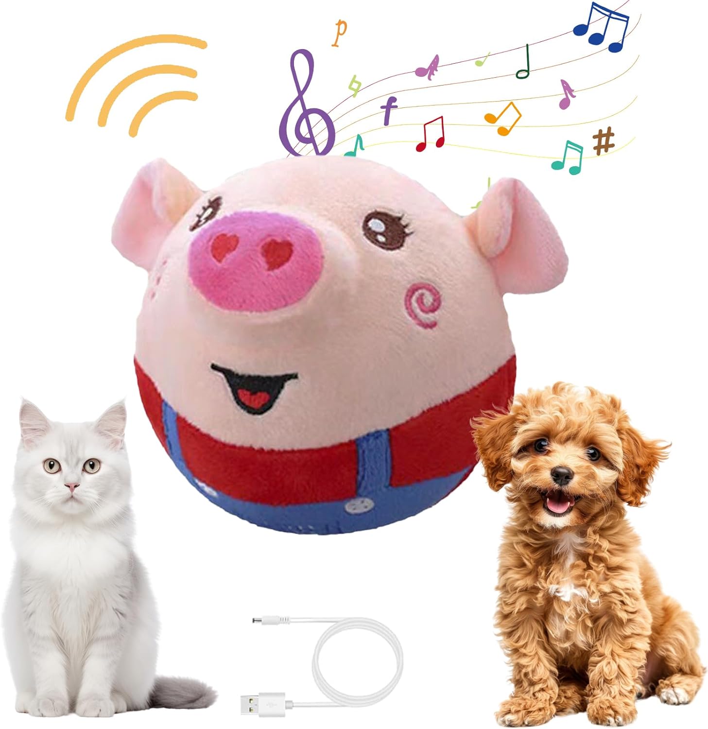 犬 おもちゃ ボール 自動 動くおもちゃ 動くボール 電動ボール ぬいぐるみ 知育玩具 柔らか 弾性犬ボール 防水 無毒 お手入れ簡単 運動不足 トレーニング 不安分離症解消 ストレス解消 3