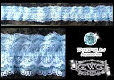 【 アウトレット* ハギレ】 3段フリル/ 1.58m ジュエルシリーズ/アクアマリン(水色) レース× オーガンジー×レース 豪華 3段 フリル