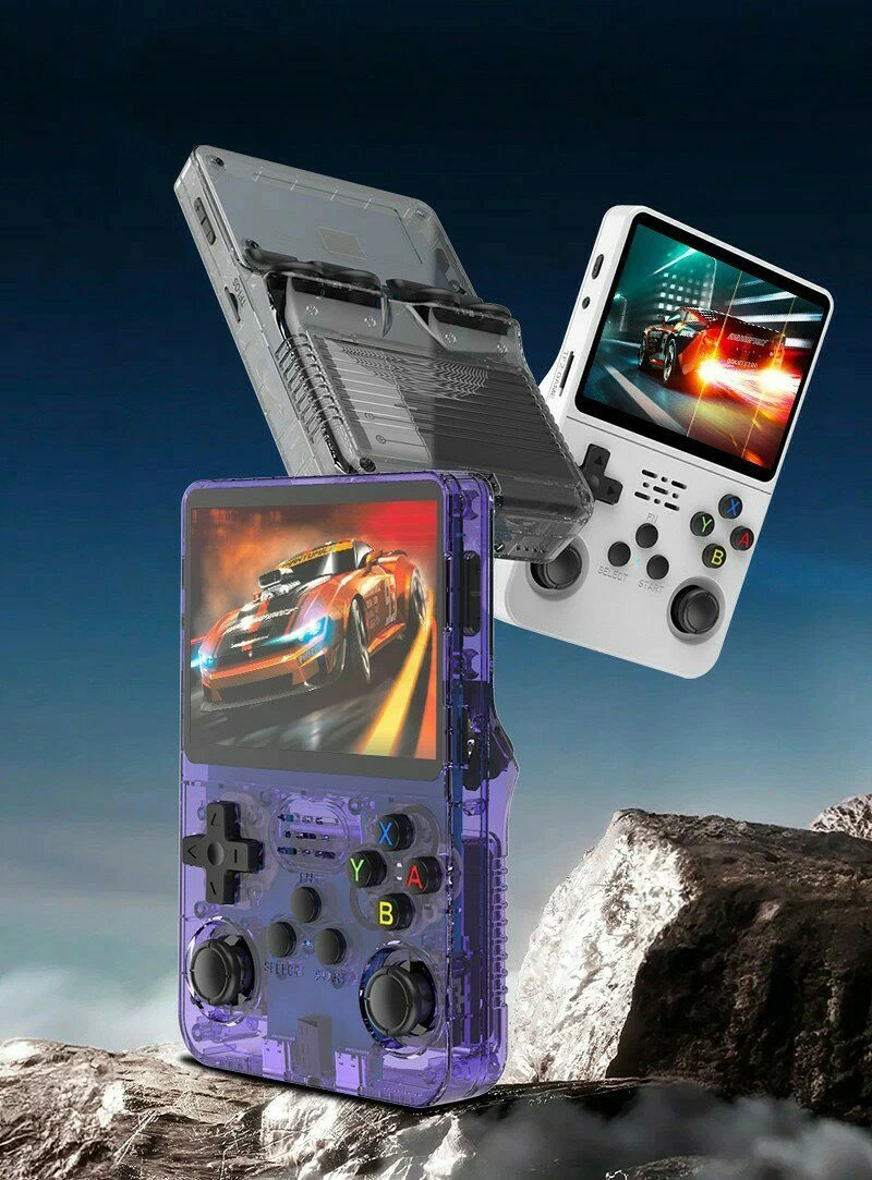 ベリーマーブルのポータブルゲーム機 携帯ゲーム機本体 オープンソース R36S レトロハンドヘルドビデオゲームコンソール Linux システム 3.5 インチ IPS スクリーンポータブルポケットビデオプレーヤー R35S 64 ギガバイトゲーム｜アングル2