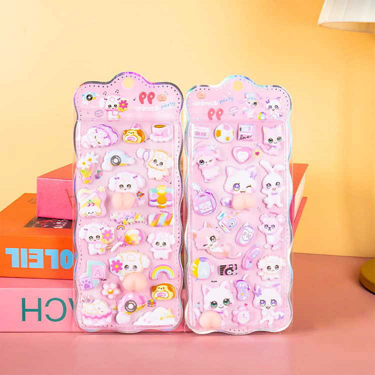 ぷにぷに おしりシール 4枚セット 3D 立体 ステッカー 女の子 泡棉 カートゥーン かわいい キッズ ぷくぷくシール ぷっくり 子供用 ピンク ごほうびシール 交換シール シール集め 可愛い デコレーション DIY プレゼント berrymarble-10063965 ベリーマーブル サンプル画像3