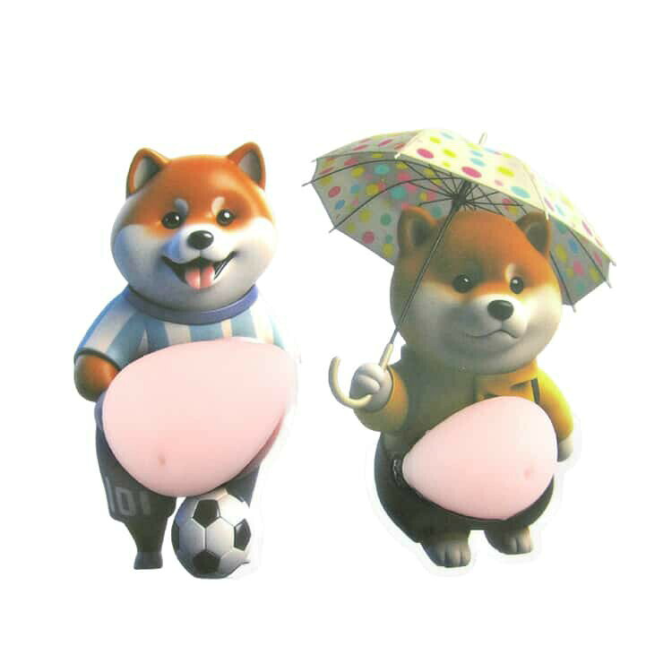 おなかシール ぷにぷにシール もっちり クッション 6個セット 柴犬 コーギー 立体ステッカー 犬 ぷくぷくシール ステッカー 人気 柔らかいお腹 ストレス解消 車用 防護 保護 かわいい 雑貨 スクイーズ デコレーション berrymarble-10001212 ベリーマーブル サンプル画像2