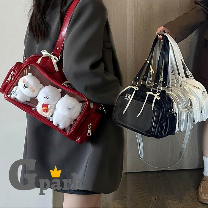 乐天商城 - 痛バッグ 小さめ リボン 痛バ ショルダー トート ミニ スカラップ ハンドバッグ ショルダーバッグ トートバッグ 2WAY 痛バック 推し活バッグ レザー調 ブラック ホワイト シルバー レッド かわいい おしゃれ 鞄 人気 シート 付属 m3m7