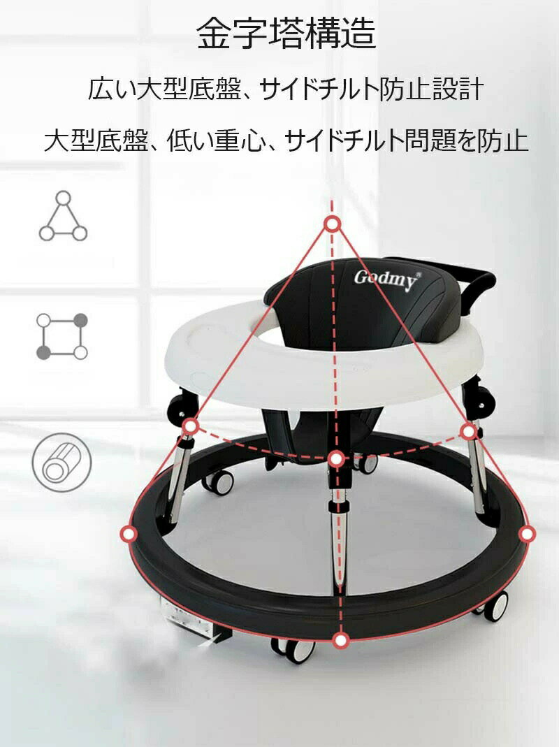 歩行器 赤ちゃん 手押し車 歩く練習 歩行訓練 ベビーウォーカー 丸型 7ヶ月から ベ...