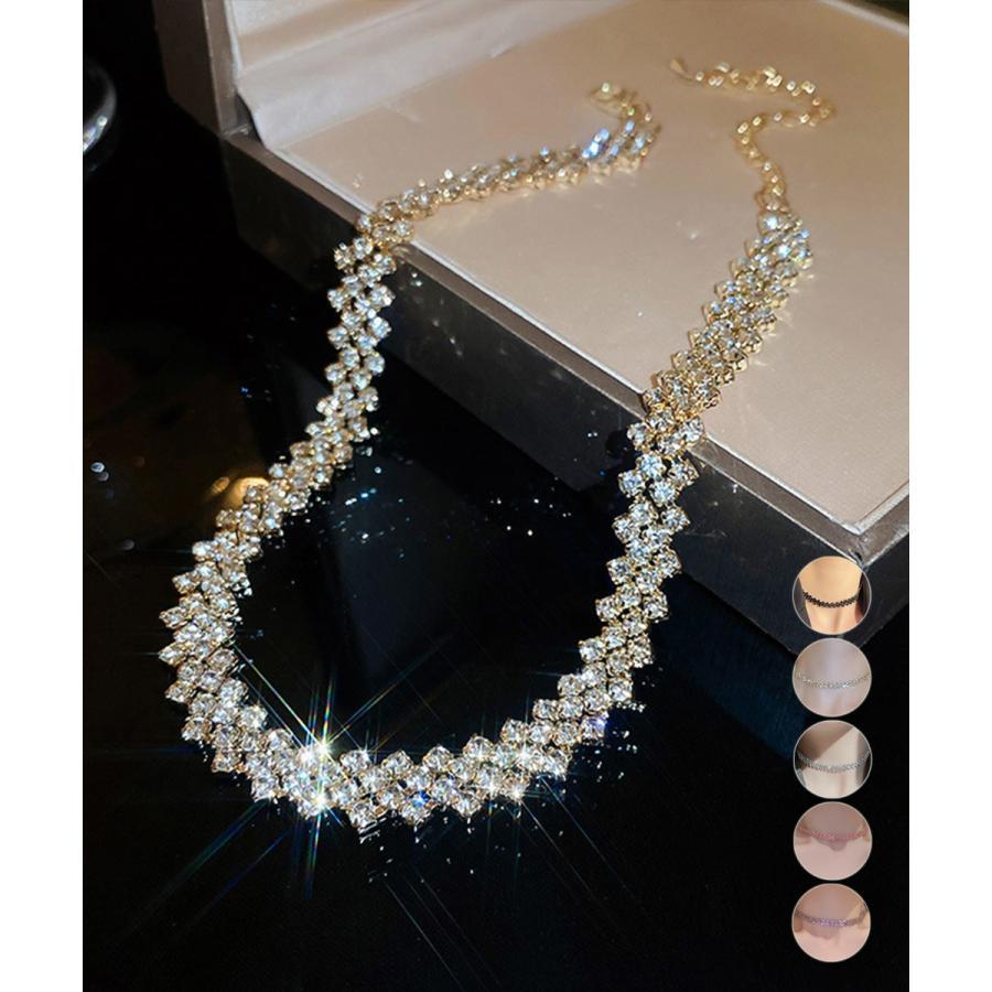 Necklaces, Braclets - キラキラ ラインストーンネックレス 人気
