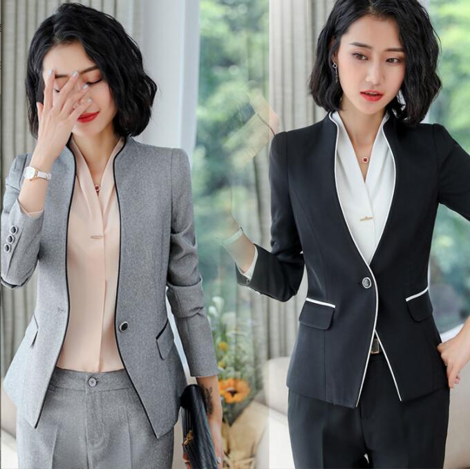 Nylon, Rayon, Polyester - スーツ レディース パンツスーツ スカートスーツ ビジネススーツ 事務服 フォーマル スーツセット スタンドカラー 弁護士 キャリアスーツ 通勤 ビジネス 就活 サラリーマン ジャケット OL仕事 テーラードスーツ 大きいサイズ 婦人服 黒 グレー ブラック S M L XL 2XL 3XL 4XL