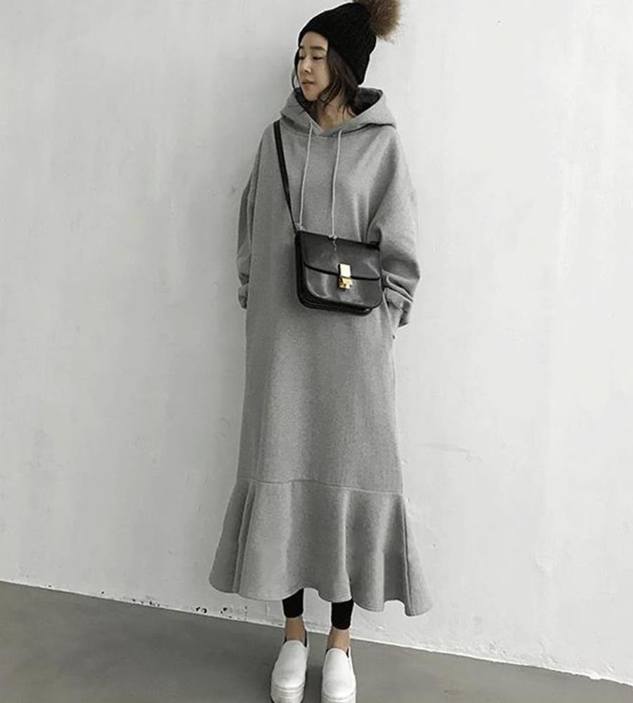 樂天商城 - 裏起毛 ワンピース レディース ロングワンピース ロング 秋冬 長袖 暖かい ビッグシルエット ゆったり