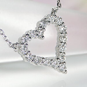 Pt900【0.32ct】オープンハート ダイヤモンド ネックレス【送料無料】ダイヤモンド ペンダント プラチ..