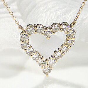 K18WG/YG/PG【1.12ct】オープンハート ダイヤモンド ネックレス【送料無料】ダイヤモンド ペンダント ゴールド ダイヤモンド ネックレス ハート k18 18k 18金 品質保証書 クリスマス X'mas プレゼント 可愛い 代引手数料無料 ラッピング無料