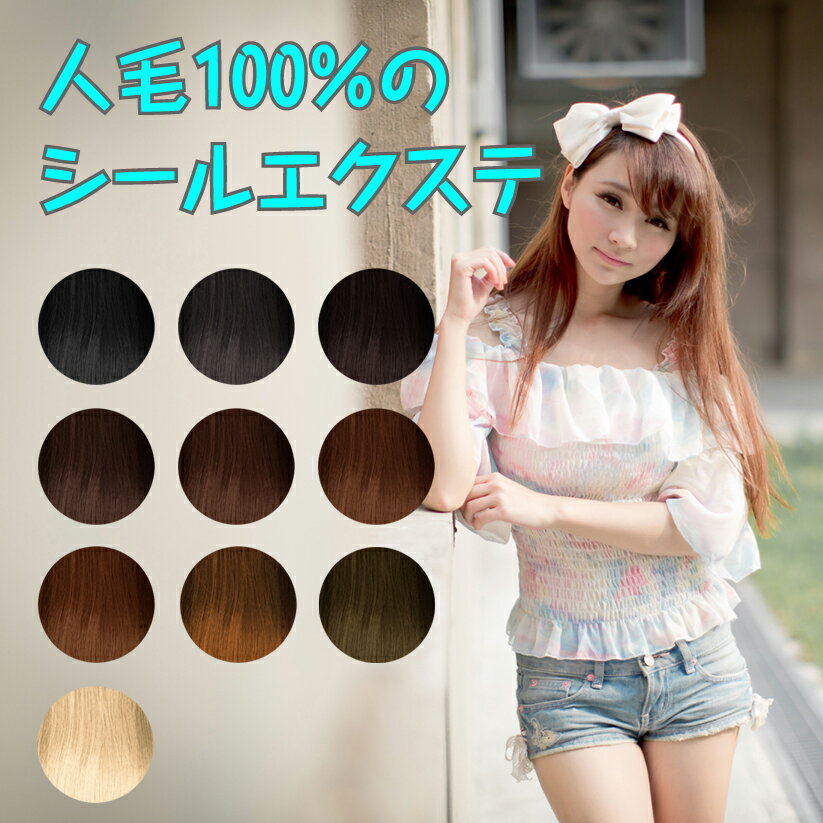 シールエクステ 人毛 ロング ブラウン ブラック ヘアエクステ 長さ50cm 20枚セット 楽天 市場 通販 10/23更新♪